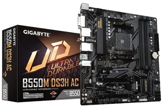 GIGABYTE B550M DS3H AC Moderkort - AMD B550 - AMD AM4 - DDR4 RAM - Micro-ATX
