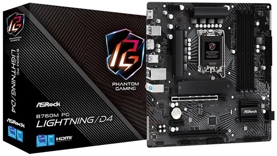 ASRock B760M PG LIGHTNING/D4 Moderkort - Intel B760 - Intel LGA1700 - DDR4 RAM - Micro-ATX